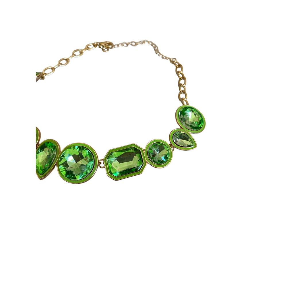 Piper Statement Gem Choker Necklace Green NEW - Picture 3 of 7